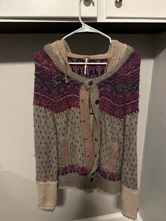 Free People Sweaters - Free People On My Way Snap Front Knit Hoodie Cardigan